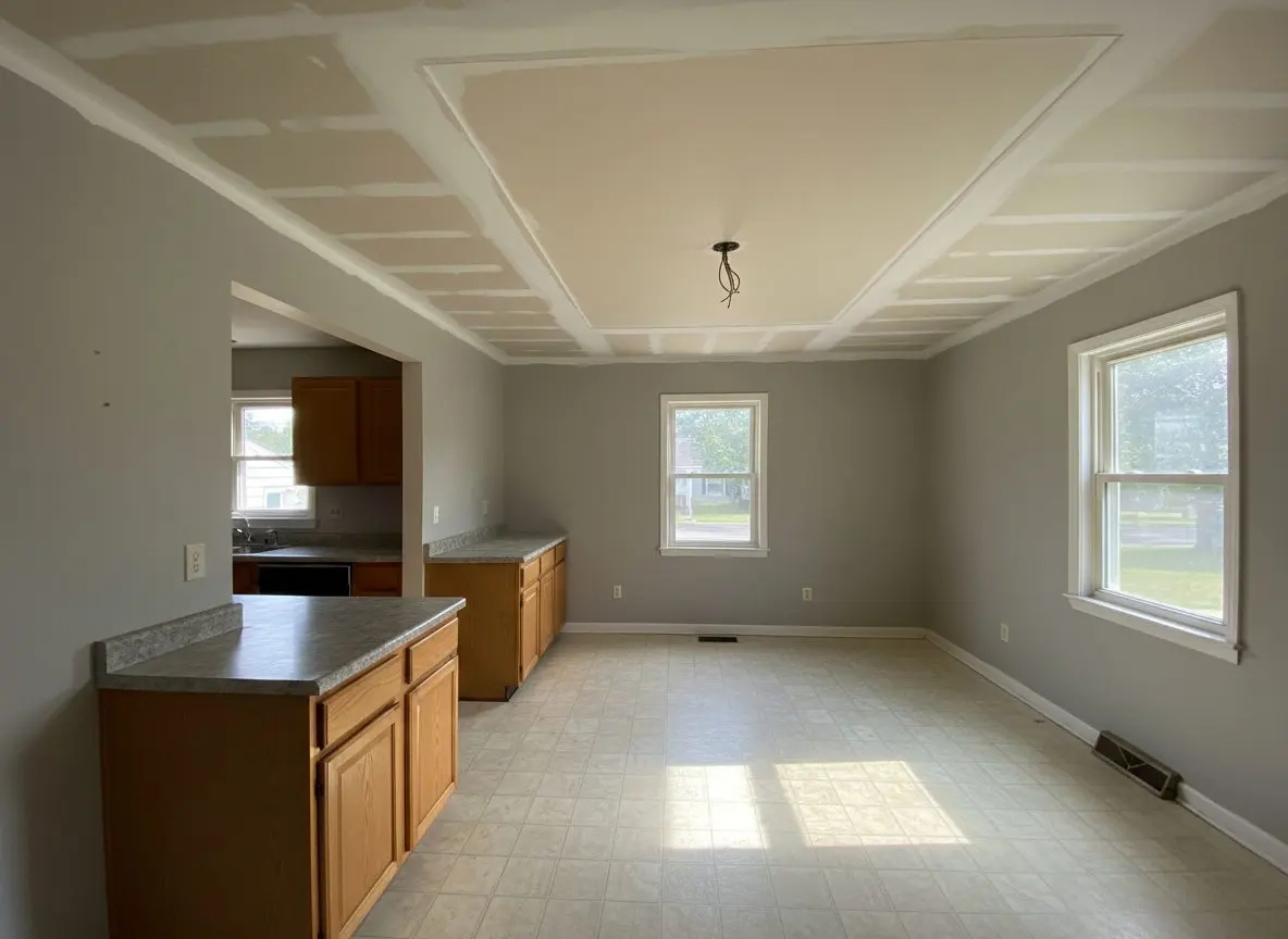 Kitchen ceiling after a burst pipe in Camp Hill
